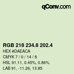 カラーコード: RGB 218 234.8 202.4 | qconv.com