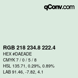 カラーコード: RGB 218 234.8 222.4 | qconv.com