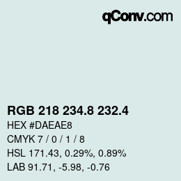 カラーコード: RGB 218 234.8 232.4 | qconv.com