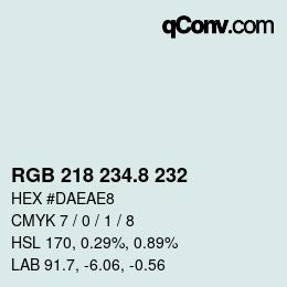 カラーコード: RGB 218 234.8 232 | qconv.com