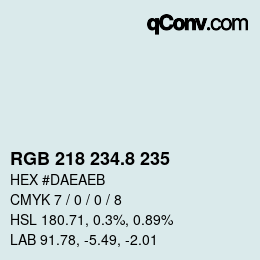 カラーコード: RGB 218 234.8 235 | qconv.com