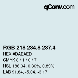 カラーコード: RGB 218 234.8 237.4 | qconv.com