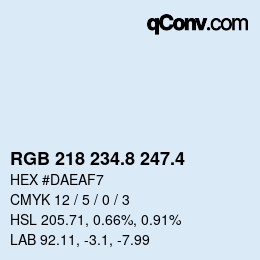 カラーコード: RGB 218 234.8 247.4 | qconv.com