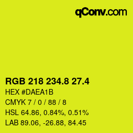 カラーコード: RGB 218 234.8 27.4 | qconv.com