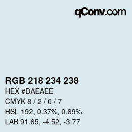 Color code: RGB 218 234 238 | qconv.com