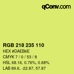 カラーコード: RGB 218 235 110 | qconv.com