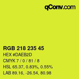 Color code: RGB 218 235 45 | qconv.com