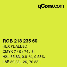 カラーコード: RGB 218 235 60 | qconv.com