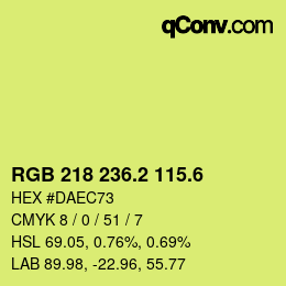 カラーコード: RGB 218 236.2 115.6 | qconv.com