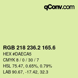 カラーコード: RGB 218 236.2 165.6 | qconv.com