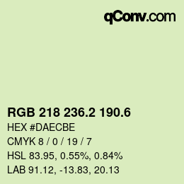 カラーコード: RGB 218 236.2 190.6 | qconv.com