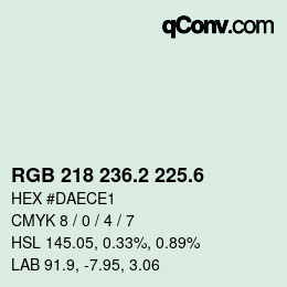 カラーコード: RGB 218 236.2 225.6 | qconv.com