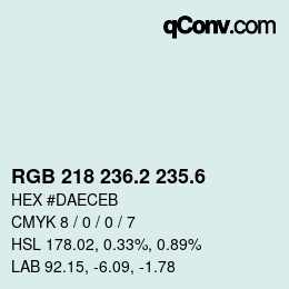 カラーコード: RGB 218 236.2 235.6 | qconv.com