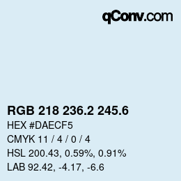 カラーコード: RGB 218 236.2 245.6 | qconv.com