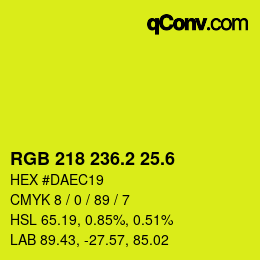 カラーコード: RGB 218 236.2 25.6 | qconv.com