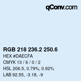 カラーコード: RGB 218 236.2 250.6 | qconv.com
