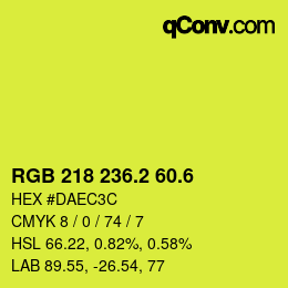 カラーコード: RGB 218 236.2 60.6 | qconv.com