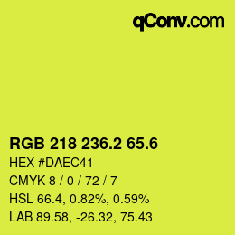 カラーコード: RGB 218 236.2 65.6 | qconv.com
