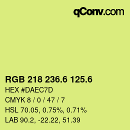 カラーコード: RGB 218 236.6 125.6 | qconv.com