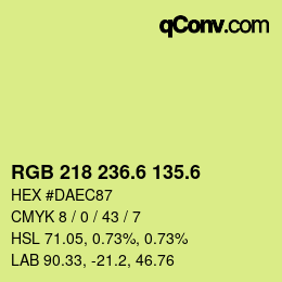 カラーコード: RGB 218 236.6 135.6 | qconv.com