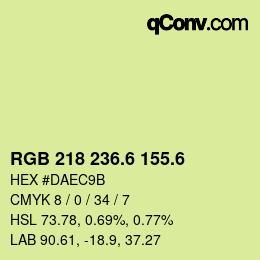 カラーコード: RGB 218 236.6 155.6 | qconv.com