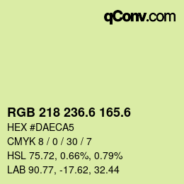 カラーコード: RGB 218 236.6 165.6 | qconv.com