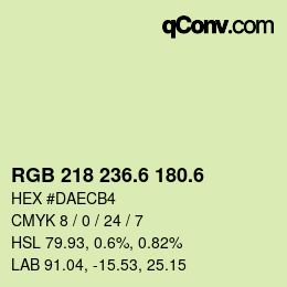カラーコード: RGB 218 236.6 180.6 | qconv.com