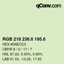 カラーコード: RGB 218 236.6 195.6 | qconv.com