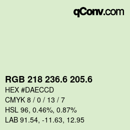 カラーコード: RGB 218 236.6 205.6 | qconv.com
