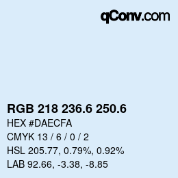 カラーコード: RGB 218 236.6 250.6 | qconv.com