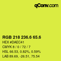 カラーコード: RGB 218 236.6 65.6 | qconv.com