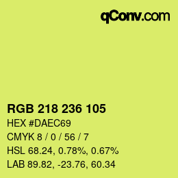 Color code: RGB 218 236 105 | qconv.com