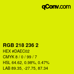 カラーコード: RGB 218 236 2 | qconv.com
