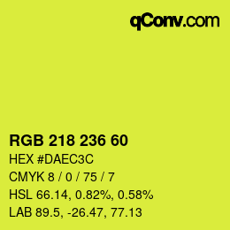 颜色代码: RGB 218 236 60 | qconv.com