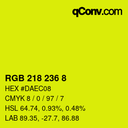 カラーコード: RGB 218 236 8 | qconv.com