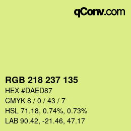 Color code: RGB 218 237 135 | qconv.com