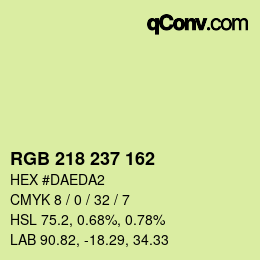 Color code: RGB 218 237 162 | qconv.com