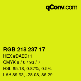 カラーコード: RGB 218 237 17 | qconv.com