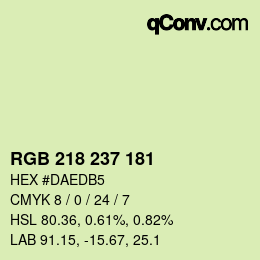 カラーコード: RGB 218 237 181 | qconv.com