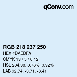 カラーコード: RGB 218 237 250 | qconv.com