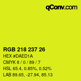 カラーコード: RGB 218 237 26 | qconv.com