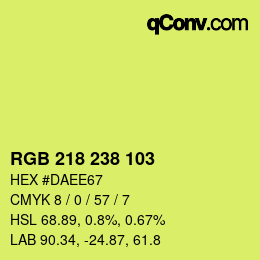 Color code: RGB 218 238 103 | qconv.com