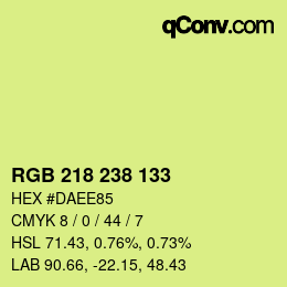 カラーコード: RGB 218 238 133 | qconv.com