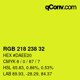 Color code: RGB 218 238 32 | qconv.com
