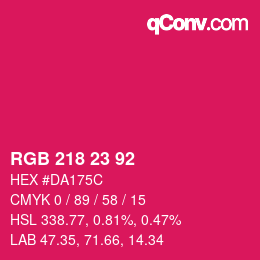 Color code: RGB 218 23 92 | qconv.com