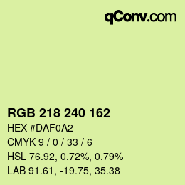 Color code: RGB 218 240 162 | qconv.com