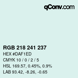 Color code: RGB 218 241 237 | qconv.com