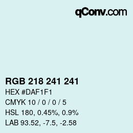 Color code: RGB 218 241 241 | qconv.com
