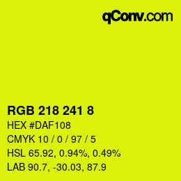 カラーコード: RGB 218 241 8 | qconv.com