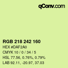 カラーコード: RGB 218 242 160 | qconv.com
